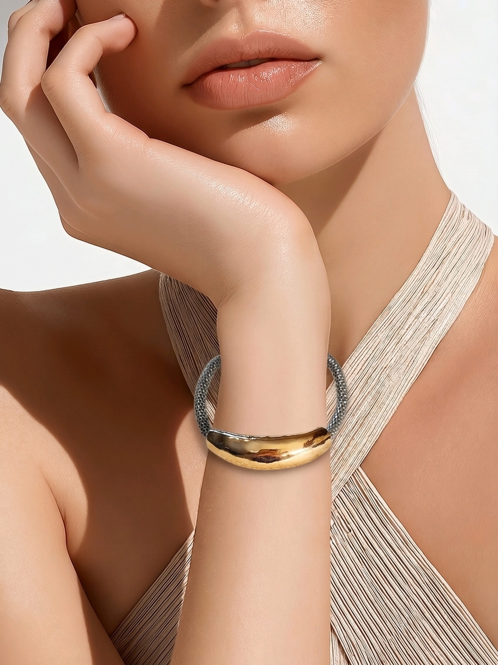 NWT Nadine West Two-Tone Slide Chain Bracelet